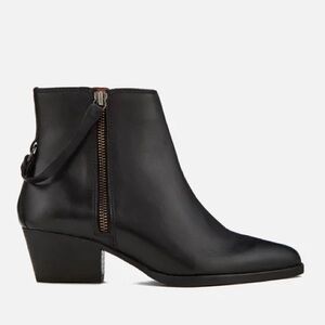 Hudson London Women's Larry Leather Heeled Ankle Boots Black Size 10/41